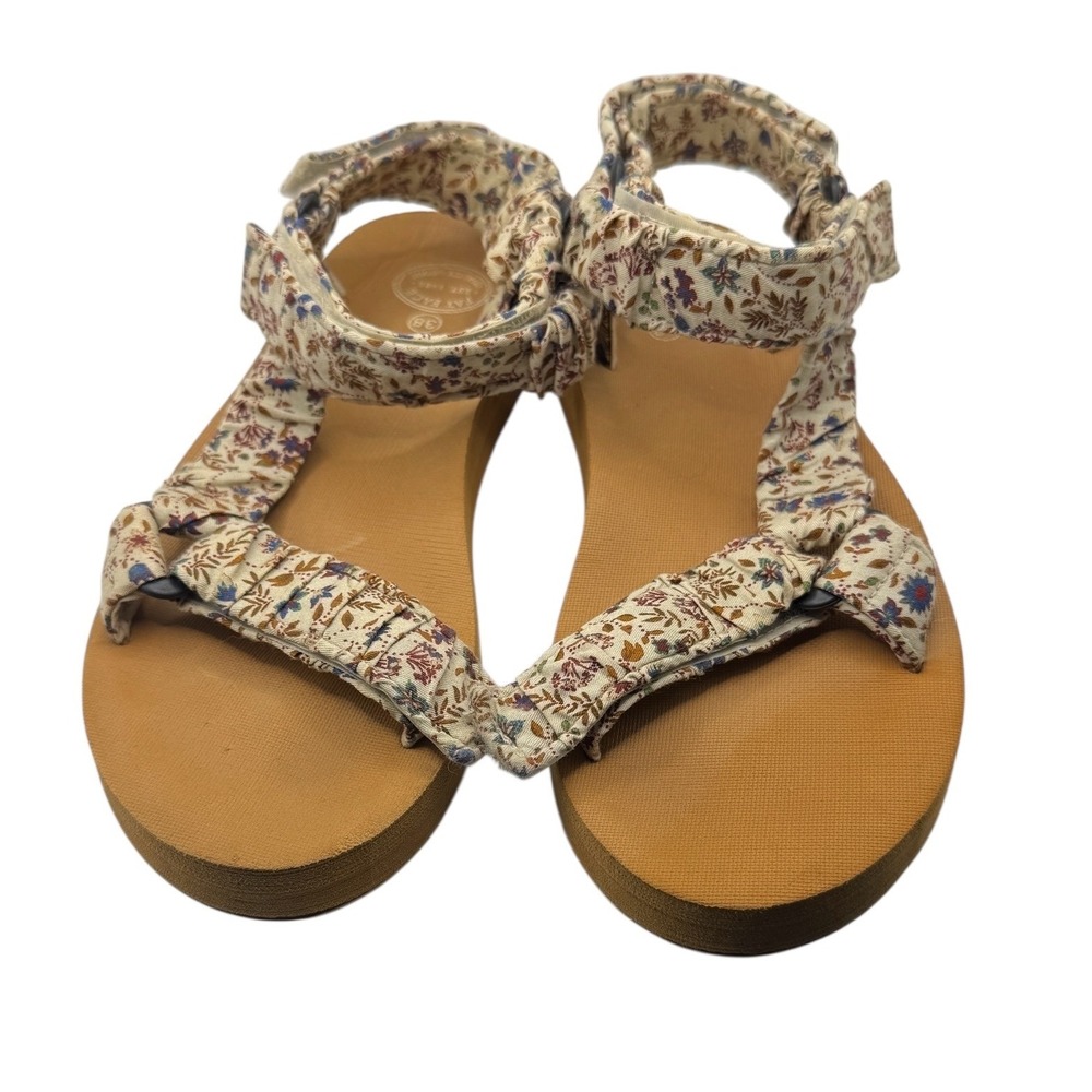 Fat Face Womens Floral Strappy Platform Sandals Tan Multi Color Size 38 US 7.5